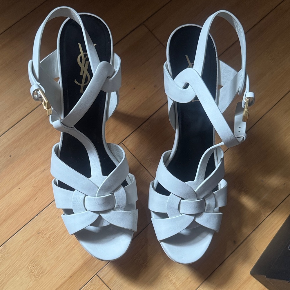 Yves Saint Laurent Women's Cream Strappy Sandals